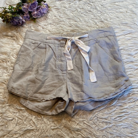 Aritzia Pants - Aritzia Wilfred Allegra Linen Blend Tie Waist Shorts Grey sz 0